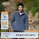 AIGLE艾高抓绒衣经典款POLARTEC户外保暖休闲耐穿半拉链上衣男士 岩灰蓝 BE482 M (175/92A)
