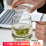 忆壶茶（YIHUTEA）泡茶杯茶水分离玻璃杯办公室家用水杯男士茶杯玻璃高硼硅绿茶杯子 【玻璃盖】500ML加厚君子杯