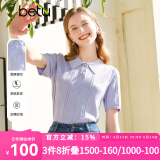 betu女装春夏新款毛针织衫减龄时髦POLO领蝴蝶结针织衫女2302T02 紫色 L