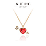 XUPING旭平首饰G合金精美一箭穿心项链女生送礼物精品日常通勤饰品 4号色红色 链长约40+5cm
