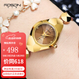 劳士顿（ROSDN） 手表女简约防水石英表女表双日历女士手表七夕新年礼物送女友 金黄色四刻 25mm