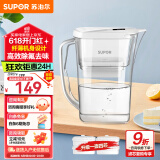 苏泊尔（SUPOR）净水器家用滤水壶自来水家用过滤器多重精滤滤芯寿命提醒一芯四芯六芯可替换滤芯净水壶 J-UF01 【白色款】一机四芯 净水壶