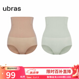 ubras高腰收腹凉感提臀裤塑身裤修饰比例女产后塑身束腰免穿内裤女 三角裤-摩卡+鼠尾草色 2XL 适合145-160斤