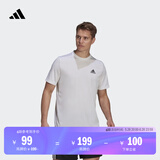 adidas简约休闲舒适圆领短袖T恤男装夏季阿迪达斯官方轻运动   白色/黑色   XS