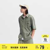 森马短袖衬衫男夏字母刺绣上衣宽松工装风109324104110