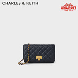 CHARLES&KEITH菱格链条单肩斜挎包小方包包女包女士生日礼物CK2-70160082 Navy藏青色 S