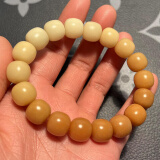山中玉白玉菩提手串瓷白菩提根渐变绕指柔高密单圈男女情侣链520送礼物 黄白渐变