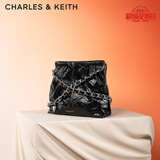 CHARLES&KEITH子母链条大容量流浪包托特包单肩斜挎包女包生日礼CK2-40671449 Noir黑银 L