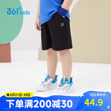 361°儿童短裤夏季男女童3-12岁透气运动裤梭织五分裤 黑 120