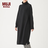 无印良品（MUJI）女式  天竺 高领连衣裙 女装长袖裙子冬季 W9AA875 黑色 M-L （165/88A）