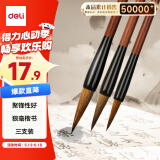 得力(deli)狼毫毛笔套装 文房四宝国画字帖练字笔墨纸砚大中小楷成人初学者开学礼物 3支