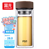 富光 男女士双层玻璃杯 高硼硅玻璃304茶隔水杯子 带茶隔泡茶杯500ml