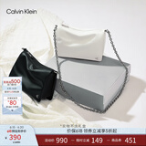 Calvin Klein休闲通勤单肩包礼物链条包包金属字母CK女包小方包枕头包DH3570 001-太空黑 OS