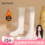 达芙妮（DAPHNE）官方靴子女长筒靴女骑士靴2024年厚底显瘦马丁靴女秋冬款高筒女靴 白色加绒【薄绒款】 39