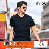 Mr.Bu布先生新疆长绒棉短袖T恤男士纯棉情侣小白T春夏季打底衫纯色衣服 【纯正棉感T】黑色V领 XL (180)