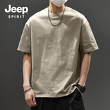 JEEP SPIRIT吉普纯棉男士短袖t恤夏季山系复古休闲男款半袖220G重磅宽松体恤