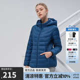 坦博尔轻薄羽绒服女宽松可脱卸帽女士轻薄羽绒外套TD216236 古韵蓝 170 