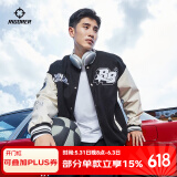 准者棒球服外套男装2025春夏新款美式复古PU皮袖休闲宽松运动夹克开衫 纯正黑【常规款】 L