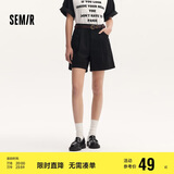 森马（Semir）休闲裤女A字百搭基础气质通勤夏季简约腰带宽松短裤101324125008