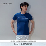 Calvin Klein Jeans夏季男女情侣中性年轻ck多色印花透气修身短袖T恤J320931 C5G-海军蓝 S （推荐120-130斤）