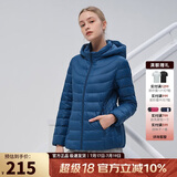 坦博尔轻薄羽绒服女宽松可脱卸帽女士轻薄羽绒外套TD216236 古韵蓝 170 