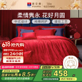 富安娜家纺婚庆四件套 纯棉结婚套件全棉提花大红床品 1.8床(230*229cm)