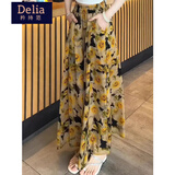 矜持范裙子女夏季2025新款半身裙裤女复古感洋气碎花裙裤女高腰气质减龄 黄花色(整件烫) L