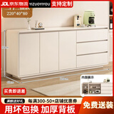 逸左逸右【行业TOP1】实木餐边柜一体靠墙现代简约客厅茶水储物边柜子 米白色三抽三门【220*40*80】