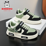巴布豆儿童鞋子运动鞋2026春秋季新款皮面软底防滑幼儿园小学生男童板鞋 军绿S553（防水皮面） 26 适合脚长15.5cm