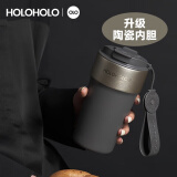 HOLOHOLO316不锈钢保温杯 男女士高档便携咖啡杯 颜值儿童吸管杯茶水杯子 【升级陶瓷内胆】水泥灰-500ml