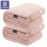 卡伴干发帽女（2条装）加厚双层强吸水干发帽干发巾速干大人儿童通用 升级款菠萝格藕粉（2条装）