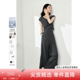 梵希蔓松弛感T恤套装女2025年夏季新款上衣显瘦阔腿裤休闲两件套 M7153 铁灰色（连肩袖） XL