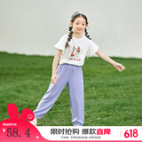 茵曼（INMAN）女童凉感防蚊休闲长裤2025夏季洋气束脚裤子薄款中大儿童潮 紫色-F3832174A 150