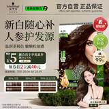 施华蔻（Schwarzkopf）怡然滋养染发霜4.05雅致褐金 染发剂染发膏植物人参 多次盖白补染