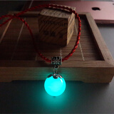 千宝莱项链男女简约刻字夜光石夜明珠颈链吊坠复古红绳情侣学生闺蜜礼物 16mm合金扣红绳一条 不刻字