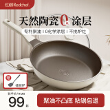 红厨陶瓷平底锅不粘锅无涂层家用煎蛋牛排加深煎炒锅电磁炉燃气灶通用 【钛陶0氟】无盖1人用 20cm