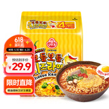 不倒翁韩国进口 辣味芝士拉面111g*4袋 方便食品 夜宵煮面泡面 速食拉面