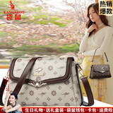 袋鼠卡拉品牌包包女包斜挎牛皮包2025新款女式真皮包母亲节送婆婆妈妈礼物 卡其玫瑰配棕（礼盒+手包卡包）