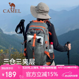 骆驼户外登山包旅游旅行轻便大容量双肩包骑行跑步男女包1F01O018灰色