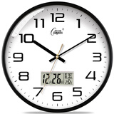 康巴丝（Compas）挂钟客厅2025款简约办公日历钟表石英钟表挂墙时钟 c3511Y日历黑白直径26cm