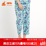 铜牛家居裤汗布印花居家女裤睡裤棉家居裤长裤女春夏VK034 五彩花开-白-绿 M (165/90)