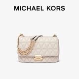 MICHAEL KORS新年礼物轻奢MK女包SLOAN小香风链条单肩斜挎腋下包 大号 奶白色