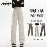 MJ STYLE工装直筒长裤女2025年夏季新款时尚运动显瘦潮酷凉感高腰百搭裤子