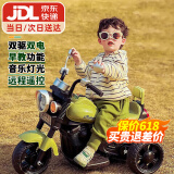 贝趣儿童电动车摩托车1-3-6岁宝宝三轮车小孩玩具车可坐人遥控电瓶车 橄榄绿【遥控双驱+双电瓶+早教】 1-7岁生日周岁六一儿童节礼物