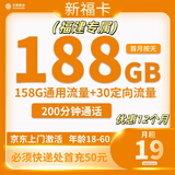 中国移动福建移动5G流量卡上网卡正规手机卡低月租大流量卡移动大王卡高速流量不限速 福建移动19元包188G流量+200分钟 外省勿拍