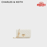 CHARLES&KEITH经典菱格链条小方单肩斜挎包包女包生日礼物七夕礼物CK2-70160131 Cream奶白色 小包