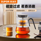 苏泊尔（SUPOR）旋转磁控飘逸壶玻璃泡茶杯茶水分离茶具泡茶神器 飘逸壶880ml