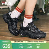 斐乐（FILA）官方猫爪6代女鞋复古运动鞋2025夏季新款舒适厚底鞋休闲鞋 黑/影黑灰-BD 38