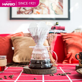 HARIO 日本V60耐热树脂咖啡滤杯滴滤式咖啡过滤配量勺家用咖啡器具滤杯 1-4人份透明色滤杯+量勺