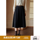 独束[神裙3.0版]独束大码女装高腰半身裙女秋冬微胖mm遮胯显瘦A字裙 静谧黑 XL